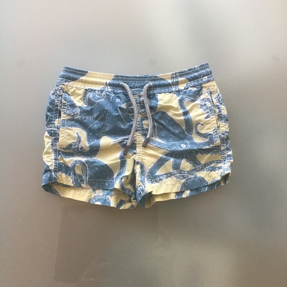 Vilebrequin Boys Blue Yellow Octopus Print Swim Trunks Shorts Size 2 Ans Years